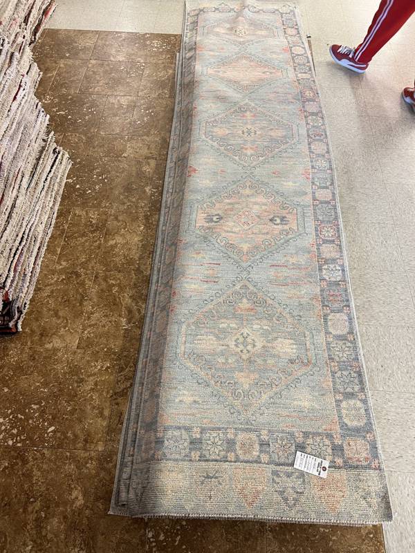 Rug Design: Oushak Pakistan Rug#: 4056 Rug Size: 3 ft x12.5 ft
